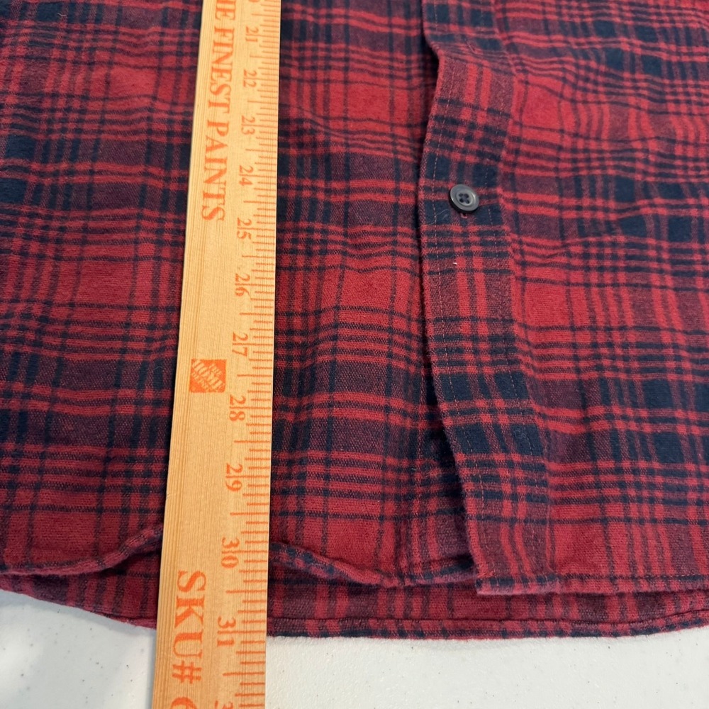 LL Bean Mens Slightly Fitted Flannel Shirt Red Navy Blue Plaid Large 512313 - Picture 5 of 6